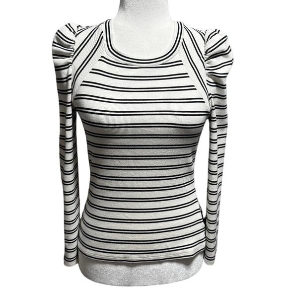 VERONICA BEARD Delano Cotton Striped Puff Shoulder Top in Size XS - Picture 1 of 6